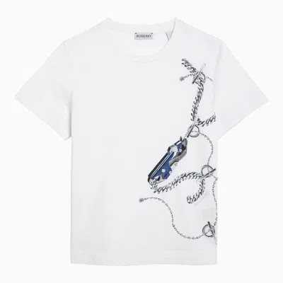 BURBERRY BURBERRY WHITE T-SHIRT WITH PRINT
