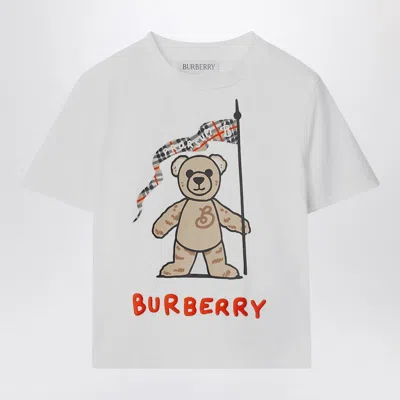 Burberry T-shirt bianca in cotone con orsetto Thomas 8108566 main image 0