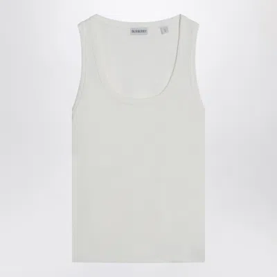 BURBERRY BURBERRY WHITE TANK TOP WITH CHECK MOTIF DETAIL
