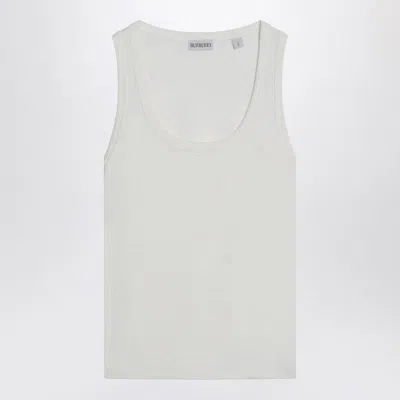 BURBERRY BURBERRY  WHITE TANK TOP WITH CHECK MOTIF DETAIL