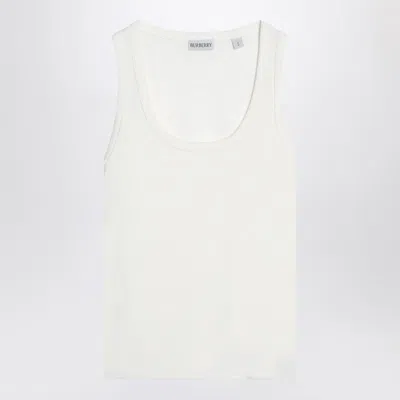 BURBERRY WHITE TANK TOP WITH CHECK MOTIF DETAIL