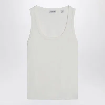 Burberry White Tank Top With Check Motif Detail Women