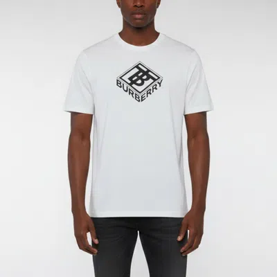 Pre-owned Burberry White Tb Box Graphic Logo Jersey T-shirt M