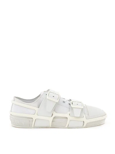 Burberry White Tela Sneaker With Outer Structure In Rubber