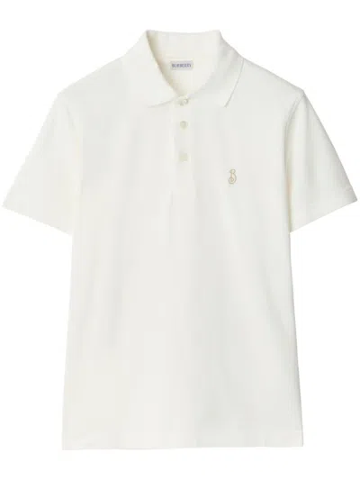 Burberry White Tonal Logo Polo
