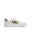 Burberry Low-top Leather Sneakers With Check Inserts In White