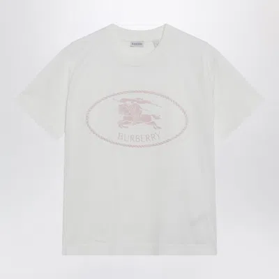 Burberry White Tshirt With Knight Stamp