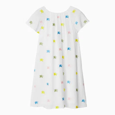 Burberry Kids' White Viscose Blend Dress With Logos In Multicolor