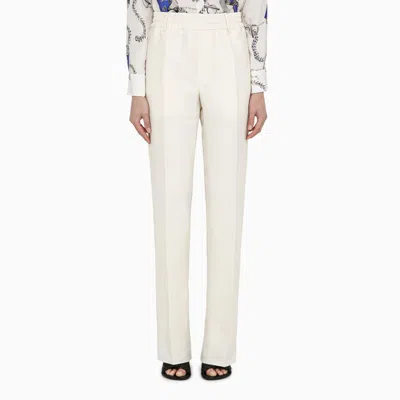 Burberry White Viscose Blend Trousers