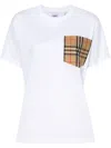 Burberry Women White Jersey Checked Twill-trimmed Cotton-jersey T-shirt Tee Shirt In White
