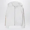 Burberry White Zip Hoodie With Check Trims In White