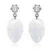BURBERRY BURBERRY WHITE/PALLADIO CRYSTAL AND DOLL'S HEAD PALLADIUM-PLATED EARRINGS
