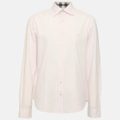 Pre-owned Burberry White/pink Pinstripe Cotton Long Sleeve Shirt M