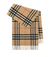 Burberry Wide Cashmere Check Scarf In Beige