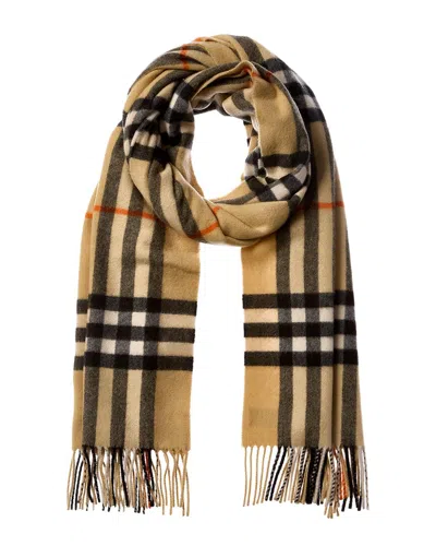 Burberry Wide Check Cashmere Scarf In Beige