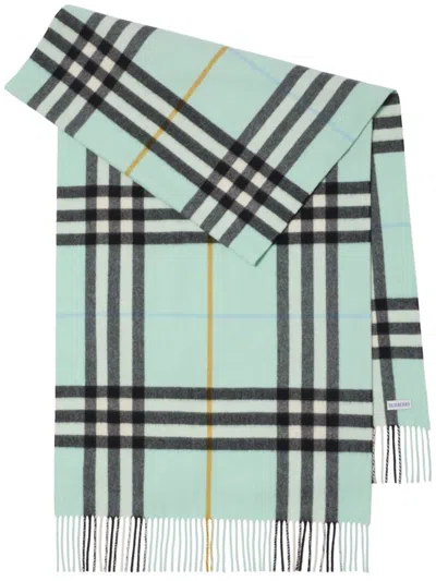 Burberry Wide-check Cashmere Scarf In Spearmint