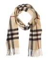Burberry Wide Check Cashmere Scarf In Brown