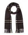 Burberry Wide Check Cashmere Scarf In Brown