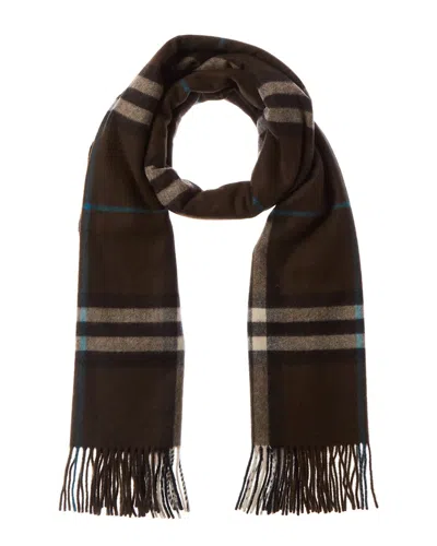 Burberry Wide Check Cashmere Scarf In Brown