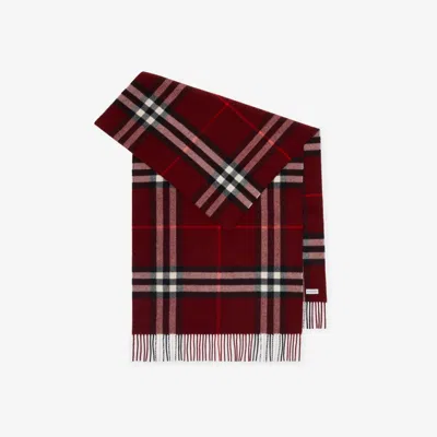 Burberry Wide Check Cashmere Scarf In Burgundy