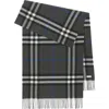 Burberry Wide Check Cashmere Scarf In Dark Charcoal