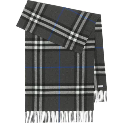 Burberry Wide Check Cashmere Scarf In Dark Charcoal