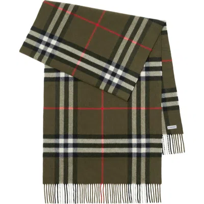 Burberry Wide Check Cashmere Scarf In Loch
