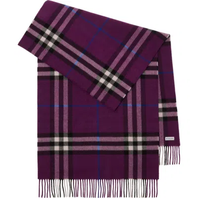 Burberry Wide Check Cashmere Scarf In Pansy