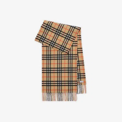 Burberry Wide Check Cashmere Scarf In Sand