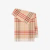 Burberry Wide Check Cashmere Scarf In Teacup