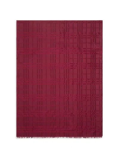 Burberry Wide Check Silk Wool Cashmere Scarf In Pink