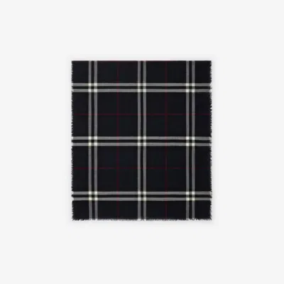 Burberry Wide Check Wool Scarf In Ink
