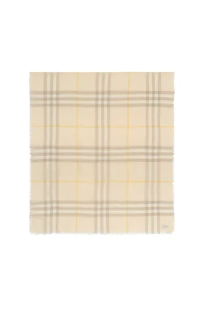Burberry Wide Check Wool Scarf In Pink