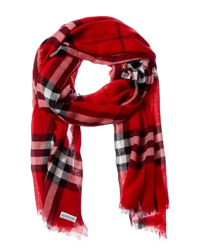 Burberry Wide Check Wool Scarf In Multi