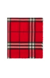 Burberry Wide Check Wool Scarf In Red