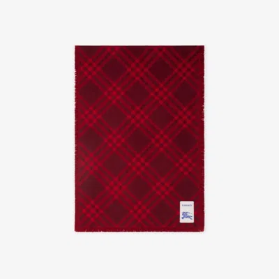 Burberry Wide Check Wool Silk Scarf In Burgundy