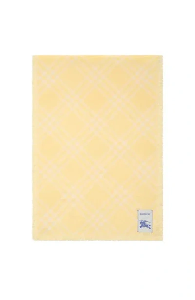 Burberry Wide Check Wool Silk Scarf In Yellow