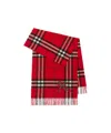 Burberry Wide Cross Stitch Ekd Check Cashmere Scarf In Red