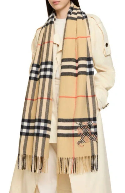 BURBERRY BURBERRY WIDE CROSS STITCH EKD CHECK CASHMERE SCARF