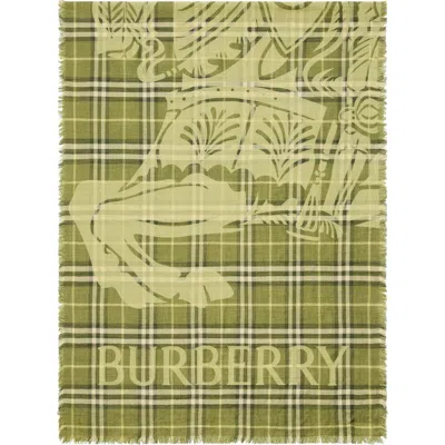BURBERRY BURBERRY WIDE EKD CHECK WOOL SILK SCARF