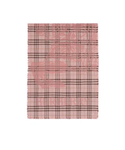 Burberry Wide Ekd Check Wool Silk Scarf In Multi