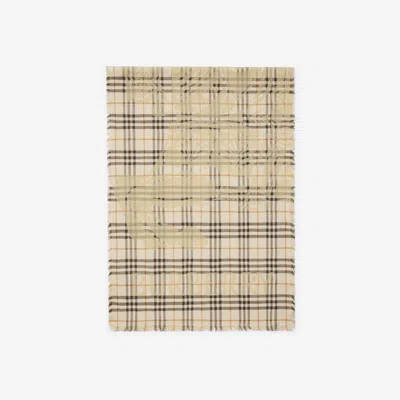 Burberry Wide Ekd Check Wool Silk Scarf In Neutral