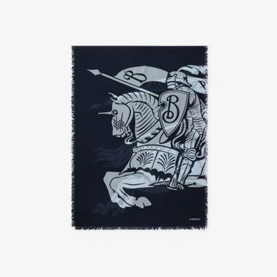 Burberry Wide Ekd Wool Scarf In Bank
