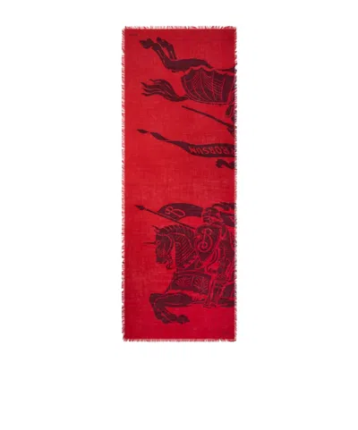 Burberry Wide Ekd Wool Scarf In White