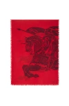 Burberry Wide Ekd Wool Scarf In Oxblood