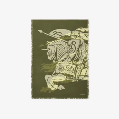 Burberry Wide Ekd Wool Scarf In Pea