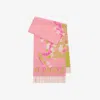 Burberry Wide Floral Ekd Cashmere Scarf In Pink