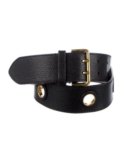 Pre-owned Burberry Wide Leather Belt In Black