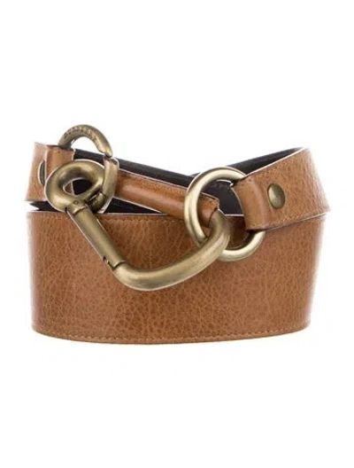 Pre-owned Burberry Wide Leather Belt In Brown