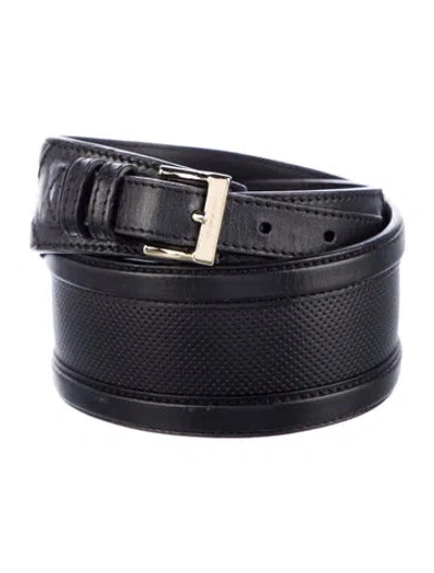 Pre-owned Burberry Wide Leather Waist Belt In Black